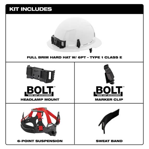 Milwaukee White Full Brim Unvented Type 1 Class E Hard Hat w/ 6pt Ratcheting Suspension 48-73-1121 Milwaukee Tools Milwaukee White Full Brim Unvented Type 1 Class E Hard Hat W/ 6pt Ratcheting Suspension 48-73-1121 -Klein Tools Shop 48 73
