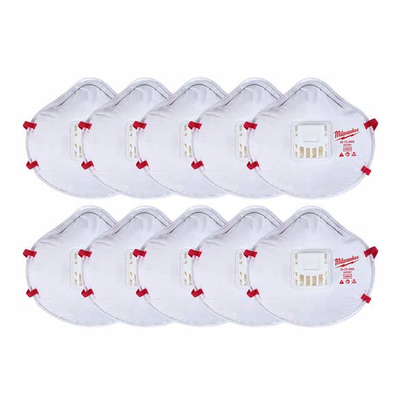 Milwaukee N95 Disposable Valved Respirator (10 Pack) 48-73-4014 Milwaukee Tools Milwaukee N95 Disposable Valved Respirator (10 Pack) 48-73-4014 -Klein Tools Shop 48 73