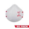 Milwaukee Tools Milwaukee N95 NIOSH Respirator (20 Pack) 48-73-4035 1 Milwaukee Tools Milwaukee N95 NIOSH Respirator (20 Pack) 48-73-4035 -Klein Tools Shop 48 73 403 4