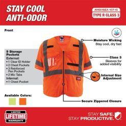 Milwaukee Tools Milwaukee Class 3 High Visibility Orange Mesh Safety Vest - 48-73-5135 -Klein Tools Shop 48 73 5135 4