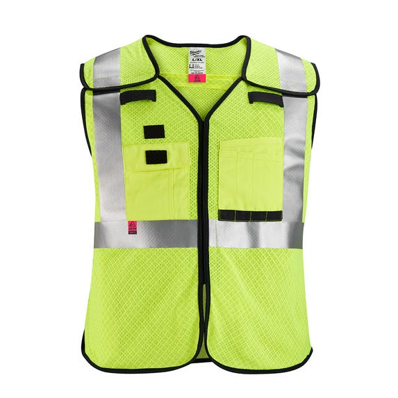 Milwaukee AR/FR Cat. 1 Class 2 Breakaway High Visibility Yellow Mesh Safety Vest - ANSI/CSA 48-73-521 Milwaukee Tools Milwaukee AR/FR Cat. 1 Class 2 Breakaway High Visibility Yellow Mesh Safety Vest - ANSI/CSA 48-73-521 -Klein Tools Shop 48 73 521