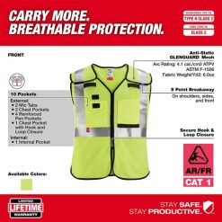 Milwaukee Tools Milwaukee AR/FR Cat. 1 Class 2 Breakaway High Visibility Yellow Mesh Safety Vest - ANSI/CSA 48-73-521 4 Milwaukee Tools Milwaukee AR/FR Cat. 1 Class 2 Breakaway High Visibility Yellow Mesh Safety Vest - ANSI/CSA 48-73-521 -Klein Tools Shop 48 73 521 3