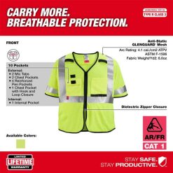 Milwaukee Tools Milwaukee AR/FR Cat. 1 Class 3 High Visibility Yellow Mesh Safety Vest 48-73-522 4 Milwaukee Tools Milwaukee AR/FR Cat. 1 Class 3 High Visibility Yellow Mesh Safety Vest 48-73-522 -Klein Tools Shop 48 73 522 3