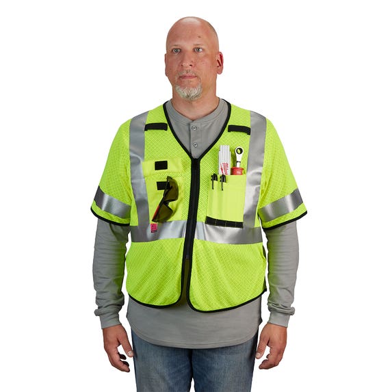 Milwaukee AR/FR Cat. 1 Class 3 High Visibility Yellow Mesh Safety Vest 48-73-522 Milwaukee Tools Milwaukee AR/FR Cat. 1 Class 3 High Visibility Yellow Mesh Safety Vest 48-73-522 -Klein Tools Shop 48 73 522 4