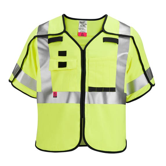 Milwaukee AR/FR Cat. 1 Class 3 Breakaway High Visibility Yellow Safety Vest - ANSI/CSA 48-73-533 Milwaukee Tools Milwaukee AR/FR Cat. 1 Class 3 Breakaway High Visibility Yellow Safety Vest - ANSI/CSA 48-73-533 -Klein Tools Shop 48 73 533