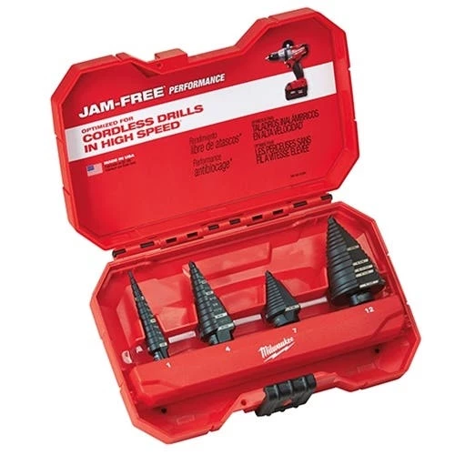 Milwaukee Tools Milwaukee 4 Piece Step Bit Set (#1 #4 #7 #12) 48-89-9223