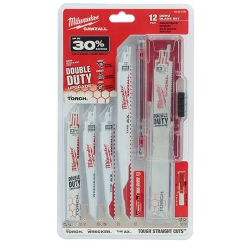 Milwaukee 12 Piece Sawzall Demo Blade Set Bi-Metal Ax Torch Wrecker 49-22-1129 Milwaukee Tools Milwaukee 12 Piece Sawzall Demo Blade Set Bi-Metal Ax Torch Wrecker 49-22-1129 -Klein Tools Shop 49 22