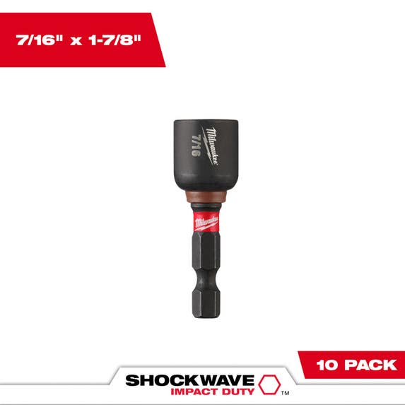 Milwaukee SHOCKWAVE Impact Duty™ 7/16” x 1-7/8" Magnetic Nut Driver 10PK 49-66-0506 Milwaukee Tools Milwaukee SHOCKWAVE Impact Duty™ 7/16” X 1-7/8" Magnetic Nut Driver 10PK 49-66-0506 -Klein Tools Shop 49 66 0506 primary image