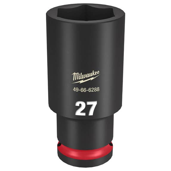 Milwaukee Shockwave Impact Duty 1/2" Drive 27mm Deep 6 Point Socket 49-66-6288 Milwaukee Tools Milwaukee Shockwave Impact Duty 1/2" Drive 27mm Deep 6 Point Socket 49-66-6288 -Klein Tools Shop 49 66