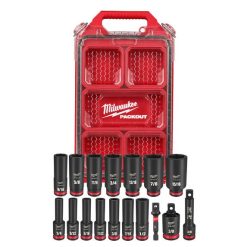 Milwaukee Tools Milwaukee 17Pc. SHOCKWAVE Impact Duty 3/8" Drive SAE PACKOUT Deep Socket Set 49-66-6800