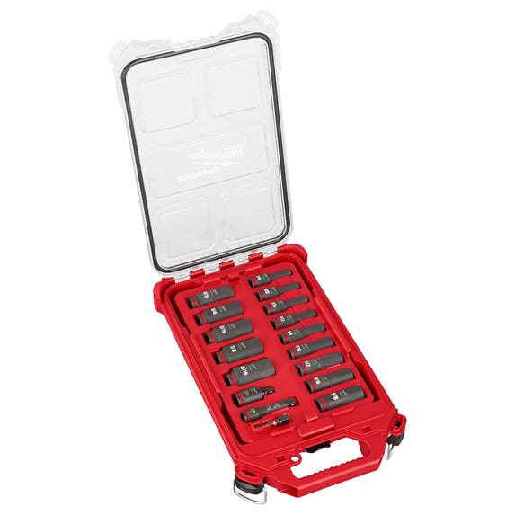 Milwaukee 17Pc. SHOCKWAVE Impact Duty 3/8" Drive SAE PACKOUT Deep Socket Set 49-66-6800 Milwaukee Tools Milwaukee 17Pc. SHOCKWAVE Impact Duty 3/8" Drive SAE PACKOUT Deep Socket Set 49-66-6800 -Klein Tools Shop 49 66 6800 2