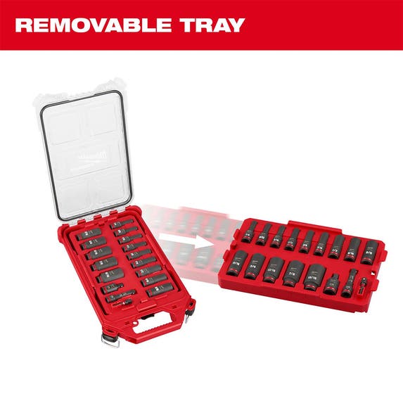 Milwaukee 17Pc. SHOCKWAVE Impact Duty 3/8" Drive SAE PACKOUT Deep Socket Set 49-66-6800 Milwaukee Tools Milwaukee 17Pc. SHOCKWAVE Impact Duty 3/8" Drive SAE PACKOUT Deep Socket Set 49-66-6800 -Klein Tools Shop 49 66 6800 3
