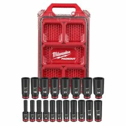 Milwaukee Tools Milwaukee 19Pc. SHOCKWAVE Impact Duty 3/8" Drive Metric PACKOUT Deep Socket Set 49-66-6801