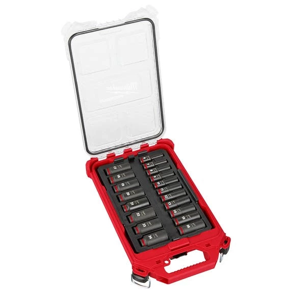 Milwaukee 19Pc. SHOCKWAVE Impact Duty 3/8" Drive Metric PACKOUT Deep Socket Set 49-66-6801 Milwaukee Tools Milwaukee 19Pc. SHOCKWAVE Impact Duty 3/8" Drive Metric PACKOUT Deep Socket Set 49-66-6801 -Klein Tools Shop 49 66 6801 2