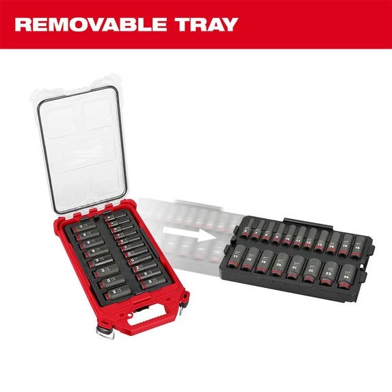 Milwaukee 19Pc. SHOCKWAVE Impact Duty 3/8" Drive Metric PACKOUT Deep Socket Set 49-66-6801 Milwaukee Tools Milwaukee 19Pc. SHOCKWAVE Impact Duty 3/8" Drive Metric PACKOUT Deep Socket Set 49-66-6801 -Klein Tools Shop 49 66 6801 3