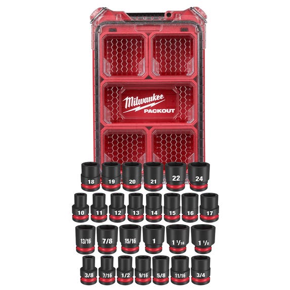 Milwaukee 27Pc. SHOCKWAVE Impact Duty 1/2" Drive Metric & SAE PACKOUT Standard Socket Set 49-66-6804 Milwaukee Tools Milwaukee 27Pc. SHOCKWAVE Impact Duty 1/2" Drive Metric & SAE PACKOUT Standard Socket Set 49-66-6804 -Klein Tools Shop 49 66 6804