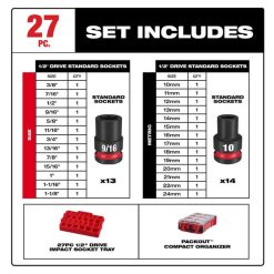 Milwaukee Tools Milwaukee 27Pc. SHOCKWAVE Impact Duty 1/2" Drive Metric & SAE PACKOUT Standard Socket Set 49-66-6804 6 Milwaukee Tools Milwaukee 27Pc. SHOCKWAVE Impact Duty 1/2" Drive Metric & SAE PACKOUT Standard Socket Set 49-66-6804 -Klein Tools Shop 49 66 6804 5