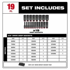 Milwaukee Tools Milwaukee 19Pc. SHOCKWAVE Impact Duty 3/8" Drive Metric PACKOUT Deep Socket Tray Set 49-66-6816 -Klein Tools Shop 49 66 6816 5