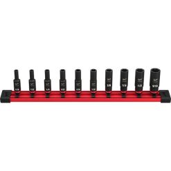 Milwaukee Tools Milwaukee 10 Piece Shockwave Impact Duty 1/4" Drive SAE Deep 6 Point Socket Set 49-66-7001