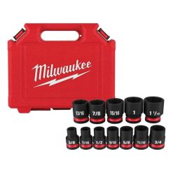 Milwaukee Tools Milwaukee 12 Piece Shockwave Impact Duty 1/2" Drive SAE Standard 6 Point Socket Set 49-66-7010