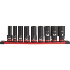 Milwaukee Tools Milwaukee 9 Piece Shockwave Impact Duty 1/2" Drive SAE Deep 6 Point Socket Set 49-66-7022