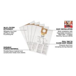 Milwaukee Tools Milwaukee Fleece Dust Bags (5PK) - 6 Gallon 49-90-1979 -Klein Tools Shop 49 90 1979 walkaround