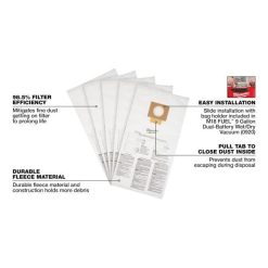Milwaukee Tools Milwaukee Fleece Dust Bags (5PK) - 9 Gallon 49-90-1989 3 Milwaukee Tools Milwaukee Fleece Dust Bags (5PK) - 9 Gallon 49-90-1989 -Klein Tools Shop 49 90 1989 walkaround