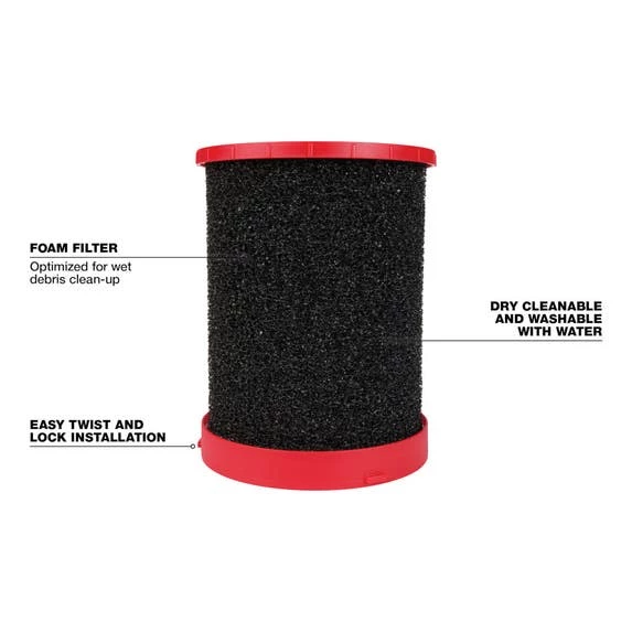 Milwaukee Tools Milwaukee Large Wet/Dry Vacuum Foam Wet Filter 49-90-1990 - Image 3