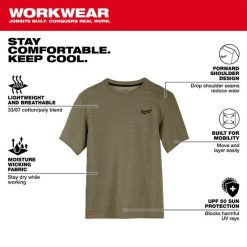 Milwaukee Tools Milwaukee Hybrid Short Sleeve Work Tee - Green 603GN 6 Milwaukee Tools Milwaukee Hybrid Short Sleeve Work Tee - Green 603GN -Klein Tools Shop 603gn 5