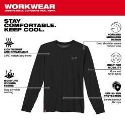 Milwaukee Tools Milwaukee Hybrid Long Sleeve Work Tee - Black 604B -Klein Tools Shop 604b 5