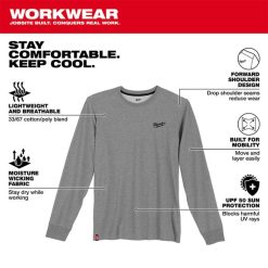 Milwaukee Tools Milwaukee Hybrid Long Sleeve Work Tee - Gray 604G -Klein Tools Shop 604g 5