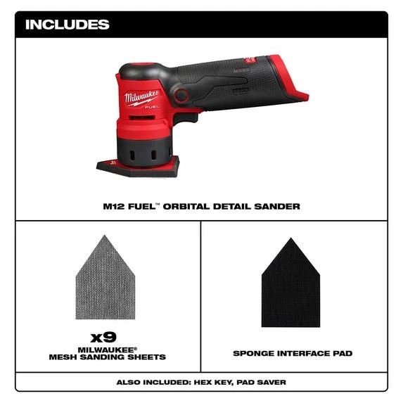 Milwaukee Tools Milwaukee M12 FUEL Orbital Detail Sander (Bare Tool) 2531-20 - Image 6