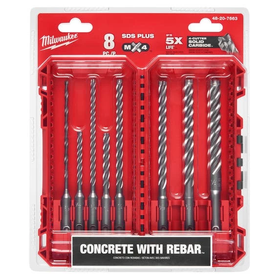 Milwaukee Tools Milwaukee 8pc. SDS Plus MX4 4-Cutter Drill Bit Kit For PACKOUT 48-20-7663 - Image 2