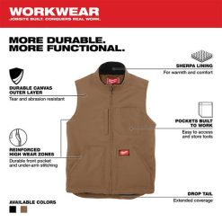Milwaukee Tools Milwaukee Heavy Duty Sherpa-Lined Vest - Brown 801BR -Klein Tools Shop 801br 6