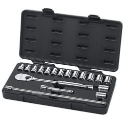 Gearwrench Tools GearWrench 18 Piece 1/2" Standard Metric Mechanics Tool Set 80708