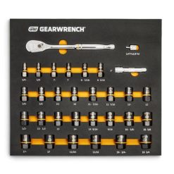 Gearwrench Tools Gearwrench 31 Pc. 3/8" Drive 90T Ratchet And Bolt Biter Socket Set MM/SAE With EVA Foam Tray 86525