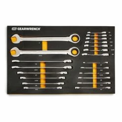 Gearwrench Tools Gearwrench 21 Pc. 72-Tooth 12 Point SAE Standard & Stubby Combination Ratcheting Wrench Set With EVA Foam Tray 86526