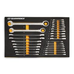 Gearwrench Tools Gearwrench 28 Pc. 72-Tooth 12 Point Metric Standard & Stubby Combination Ratcheting Wrench Set With EVA Foam Tray 86527