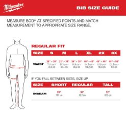 Milwaukee Tools Milwaukee GRIDIRON™ Zip-to-Thigh Bib Overall 261B -Klein Tools Shop bib size guide
