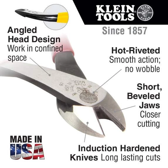 Klein Tools American Legacy Diagonal Plier and Klein-Kurve® Wire Stripper / Cutter 94156 Klein Tools American Legacy Diagonal Plier And Klein-Kurve® Wire Stripper / Cutter 94156 -Klein Tools Shop diagonal cutting pliers angledhead callout