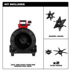 Milwaukee Tools Milwaukee M18 200’ Mid-Stiff Pipeline Inspection Reel 2975-20 -Klein Tools Shop kit includes 2975 20