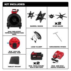 Milwaukee Tools Milwaukee M18 200’ Mid-Stiff Pipeline Inspection System 2975-22 -Klein Tools Shop kit includes 2975 22