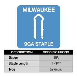 Milwaukee Tools Milwaukee 1.75" 9 Gauge Galvanized Staples (Box Of 960) MPU134-960 -Klein Tools Shop mpu134 960 3