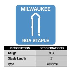 Milwaukee Tools Milwaukee 2" 9 Gauge Galvanized Staples (Box Of 960) MPU2-960 -Klein Tools Shop mpu2 960 3