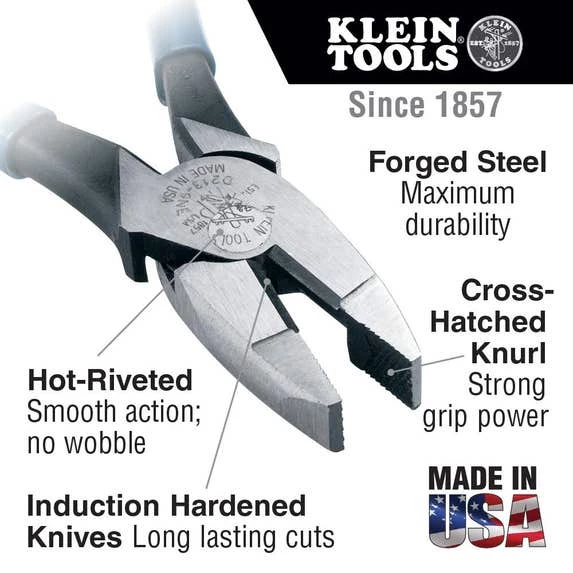Klein Tools American Legacy Lineman Pliers and Klein-Kurve® Wire Stripper / Cutter 94155 Klein Tools American Legacy Lineman Pliers And Klein-Kurve® Wire Stripper / Cutter 94155 -Klein Tools Shop side cutting pliers callout